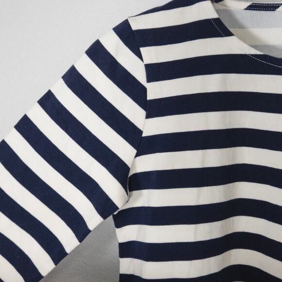 J.Crew Womens Top Striped Black and White Ruffle Nautical Preppy Cotton Size XS - Picture 7 of 11